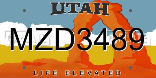 MZD3489 Utah License Plate