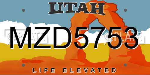 MZD5753 Utah License Plate