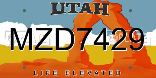MZD7429 Utah License Plate