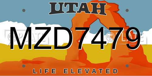 MZD7479 Utah License Plate