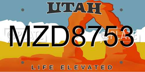 MZD8753 Utah License Plate