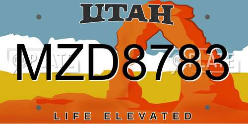 MZD8783 Utah License Plate