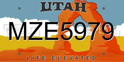 MZE5979 Utah License Plate