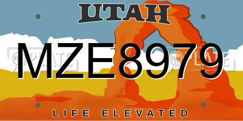 MZE8979 Utah License Plate