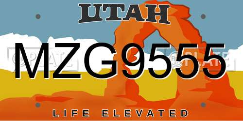 MZG9555 Utah License Plate