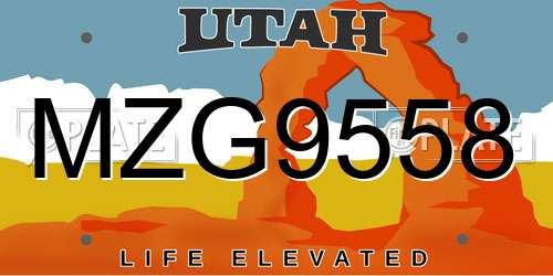 MZG9558 Utah License Plate