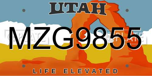 MZG9855 Utah License Plate