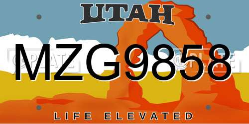 MZG9858 Utah License Plate
