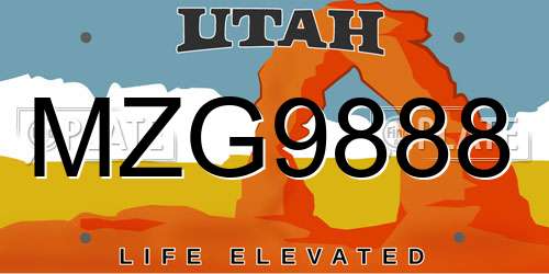 MZG9888 Utah License Plate