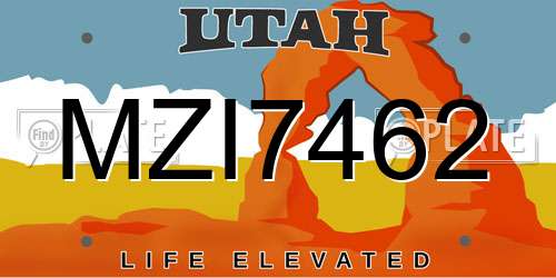 MZI7462 Utah License Plate