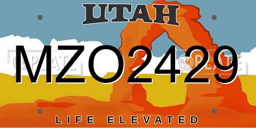 MZO2429 Utah License Plate