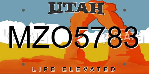 MZO5783 Utah License Plate