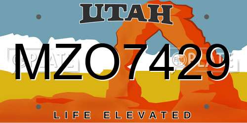 MZO7429 Utah License Plate