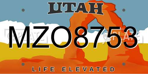 MZO8753 Utah License Plate