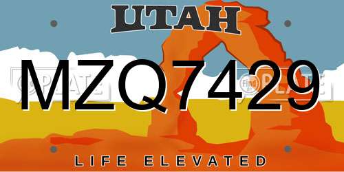 MZQ7429 Utah License Plate