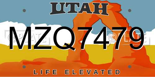 MZQ7479 Utah License Plate
