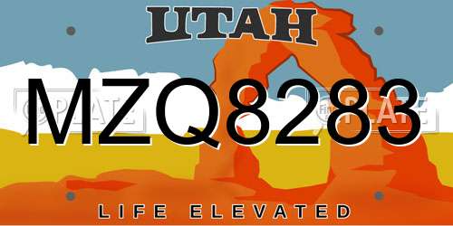 MZQ8283 Utah License Plate