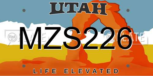 MZS226 Utah License Plate