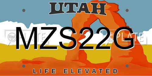 MZS22G Utah License Plate