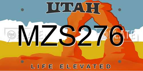 MZS276 Utah License Plate