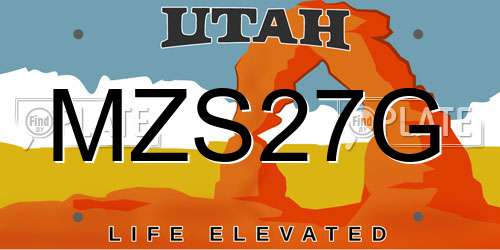 MZS27G Utah License Plate