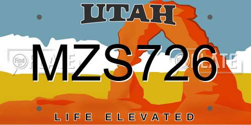 MZS726 Utah License Plate