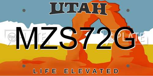MZS72G Utah License Plate