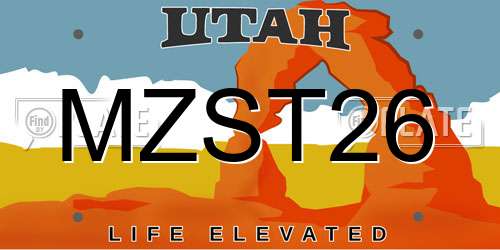 MZST26 Utah License Plate