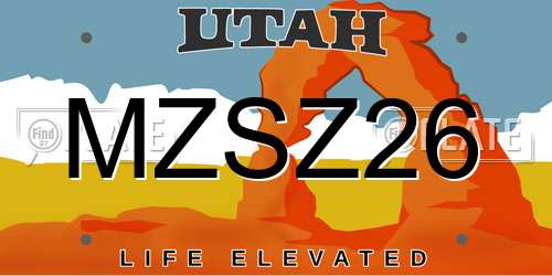 MZSZ26 Utah License Plate