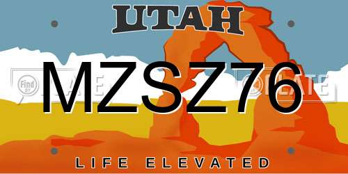 MZSZ76 Utah License Plate