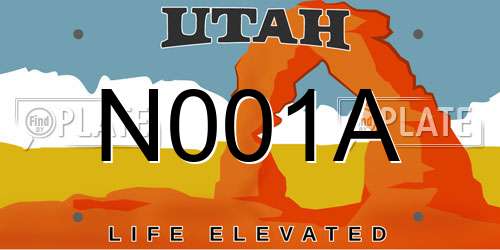 N001A Utah License Plate