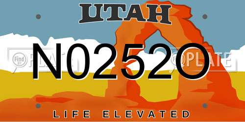N0252O Utah License Plate