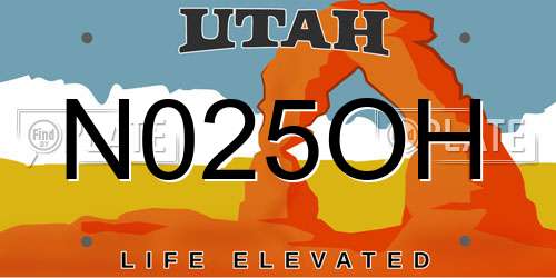 N025OH Utah License Plate