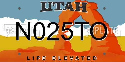 N025TO Utah License Plate