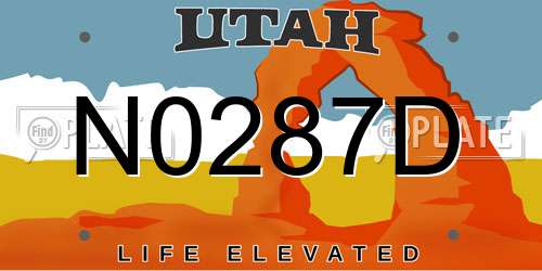 N0287D Utah License Plate