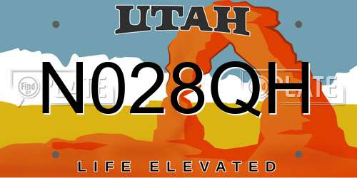 N028QH Utah License Plate