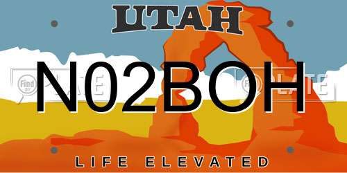 N02BOH Utah License Plate