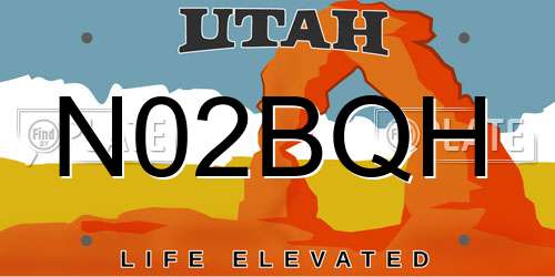 N02BQH Utah License Plate