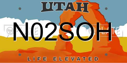 N02SOH Utah License Plate
