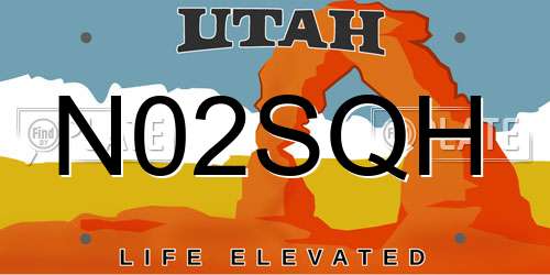 N02SQH Utah License Plate
