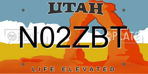 N02ZBT Utah License Plate