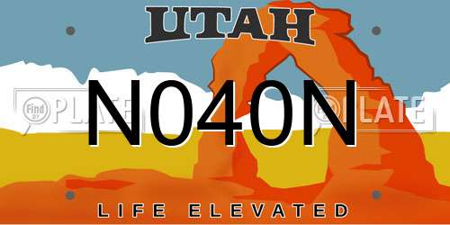 N040N Utah License Plate