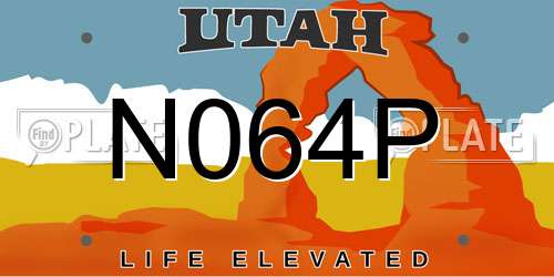 N064P Utah License Plate
