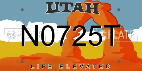 N0725T Utah License Plate