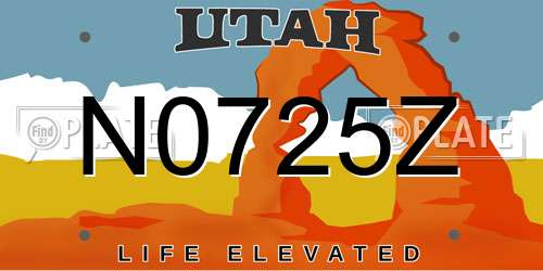 N0725Z Utah License Plate
