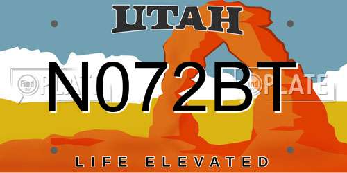 N072BT Utah License Plate