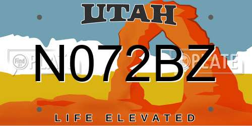 N072BZ Utah License Plate