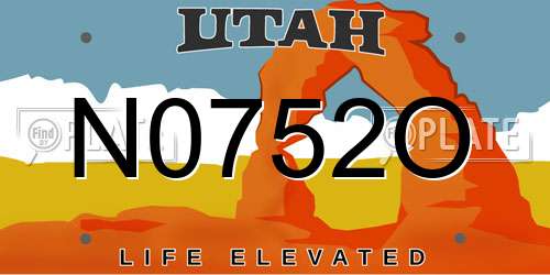 N0752O Utah License Plate