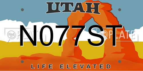 N077ST Utah License Plate