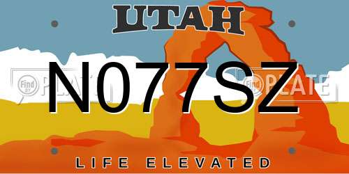 N077SZ Utah License Plate